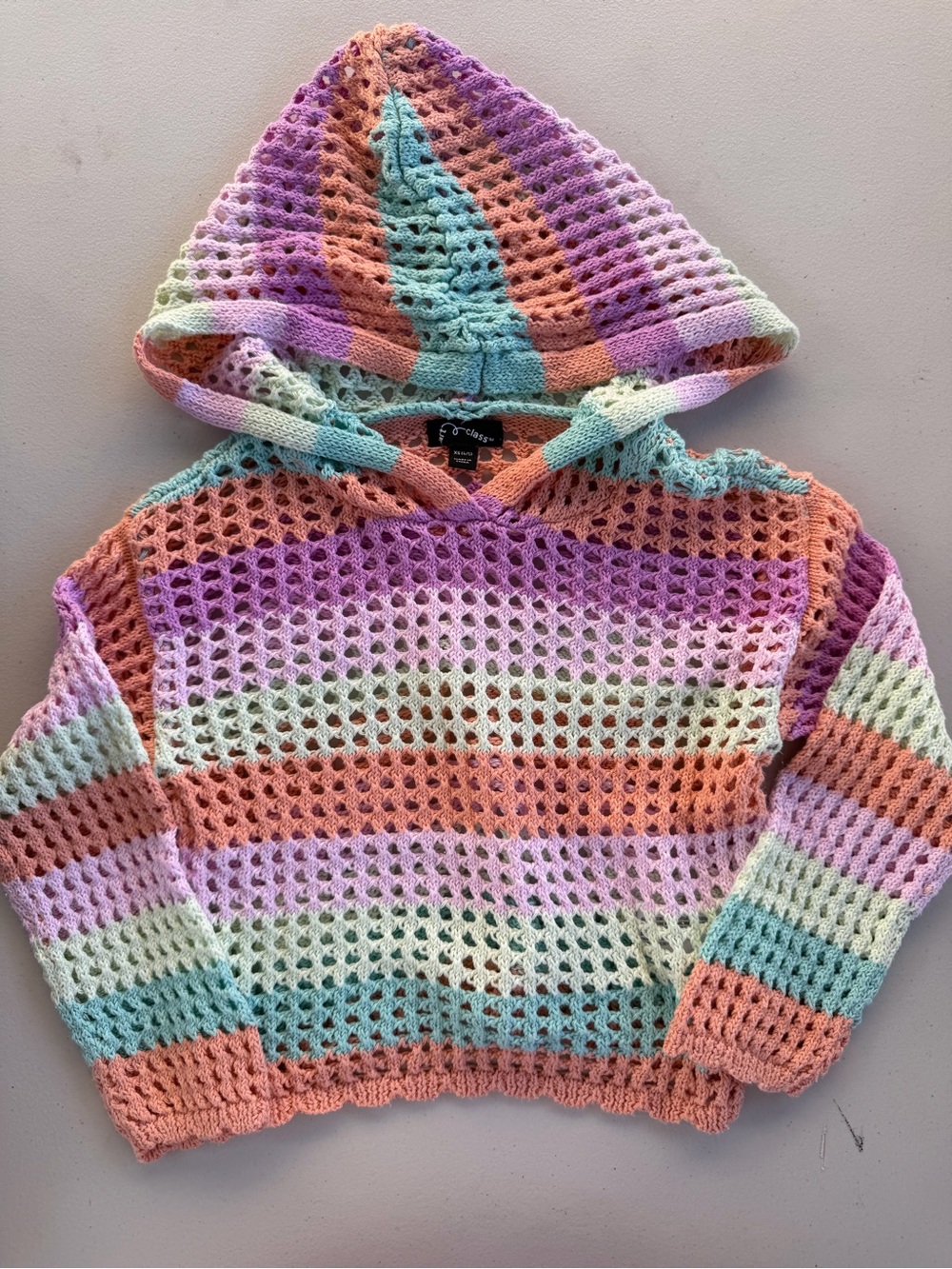 art class Pastel Crochet Hoodie Sweater - Purple, Pink, Peach, Mint, White